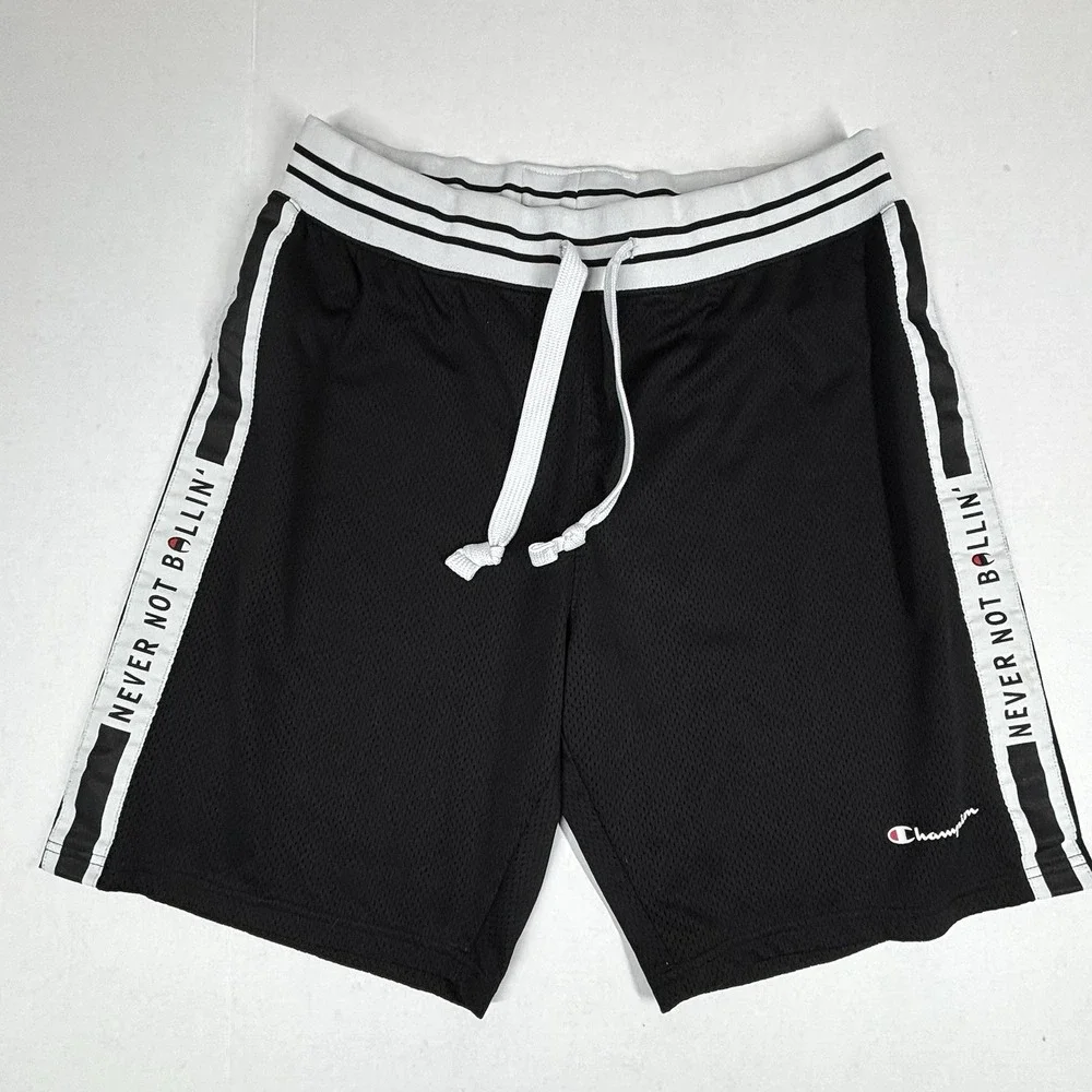 Champion Shorts Men's XL Black Sports Athletic Basketball Retro 90s Shine EUC‎